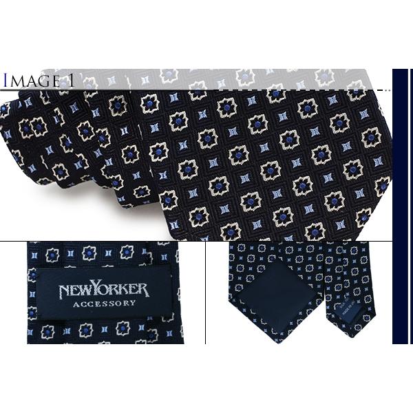 ネクタイ ブランド NEWYORKER ACCESSORY ニューヨーカー アクセサリー 小紋柄 シルク ネクタイ（ネイビーブルー）レギュラータイ 父の日 爆買 | NEWYORKER | 02