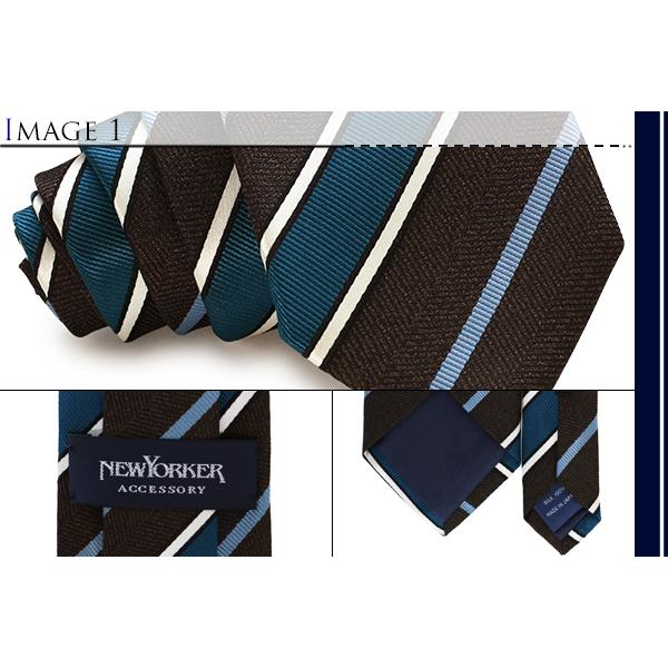 ネクタイ ブランド NEWYORKER ACCESSORY ニューヨーカー アクセサリー シンプル ストライプ シルク ネクタイ（ブラウン）父の日 爆買 | NEWYORKER | 02
