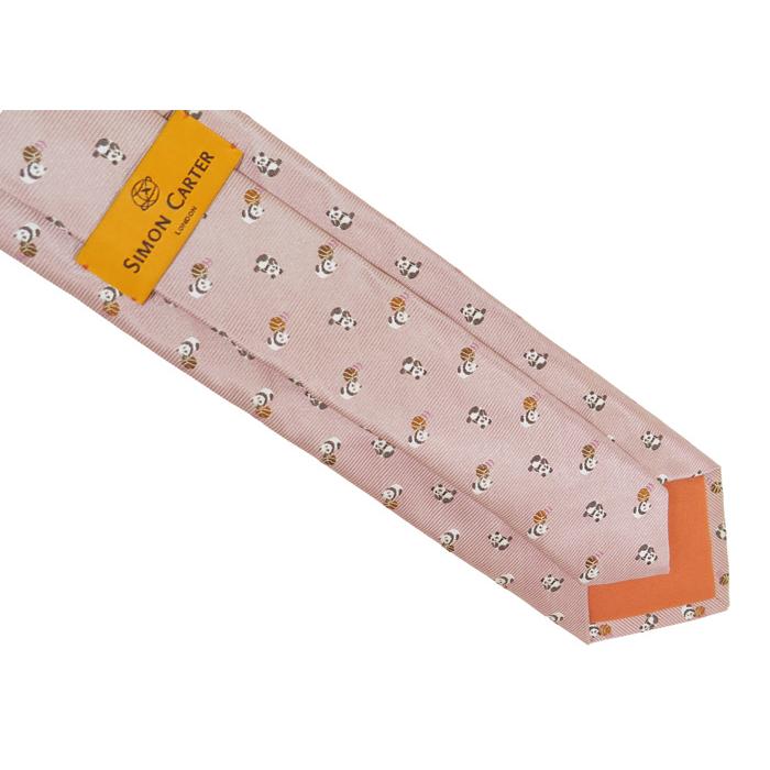 ネクタイ ブランド SIMON CARTER サイモン・カーター パンダ バスケットボール シルク ネクタイ（ピンク）レギュラータイ 7センチ アニマル クリスマス 爆買 | SIMON CARTER | 06