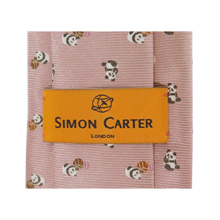 ネクタイ ブランド SIMON CARTER サイモン・カーター パンダ バスケットボール シルク ネクタイ（ピンク）レギュラータイ 7センチ アニマル クリスマス 爆買 | SIMON CARTER | 07