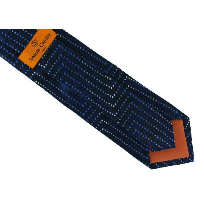ネクタイ ブランド SIMON CARTER サイモン・カーター ペイズリー シェブロン ストライプ シルク ネクタイ（ネイビー）レギュラータイ バレンタイン 爆買 | SIMON CARTER | 05