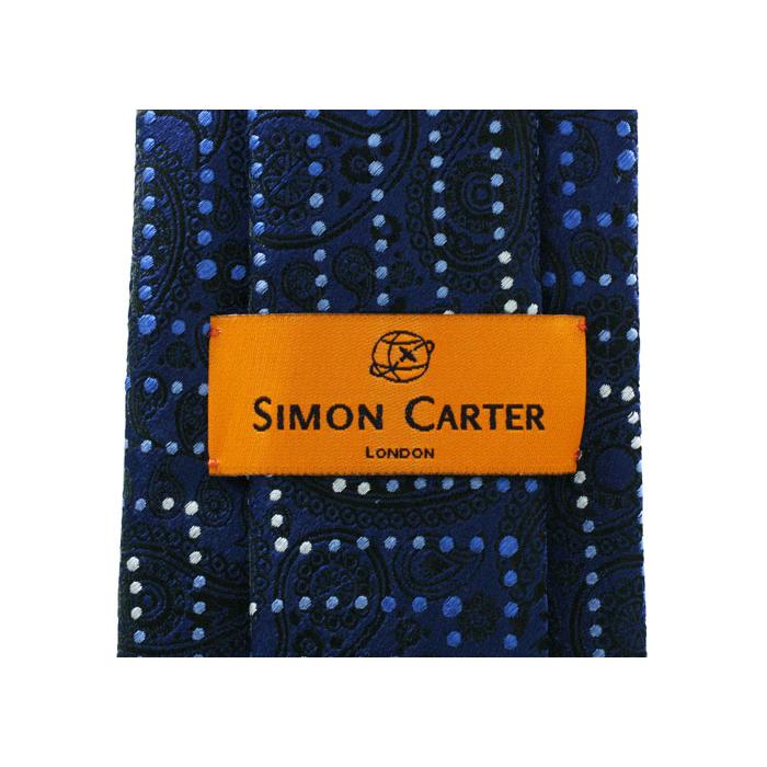 ネクタイ ブランド SIMON CARTER サイモン・カーター ペイズリー シェブロン ストライプ シルク ネクタイ（ネイビー）レギュラータイ バレンタイン 爆買 | SIMON CARTER | 06