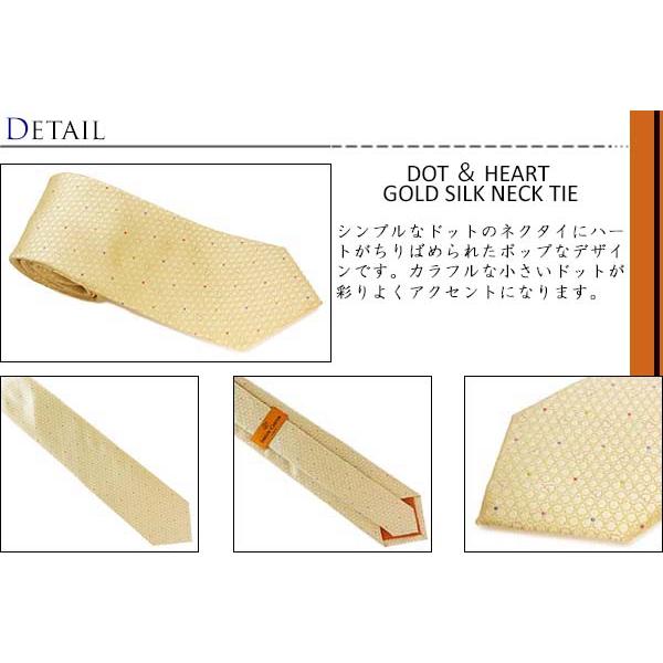 ネクタイ ブランド SIMON CARTER サイモン・カーター ドット＆ハート シルク ネクタイ（ゴールド）レギュラータイ バレンタイン 爆買 | SIMON CARTER | 01