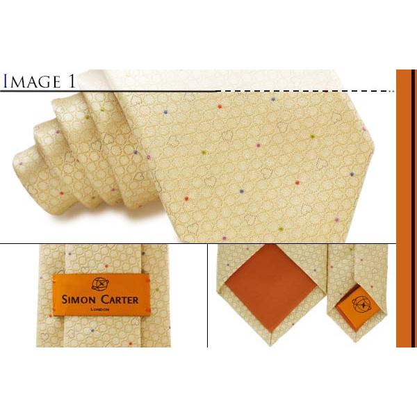 ネクタイ ブランド SIMON CARTER サイモン・カーター ドット＆ハート シルク ネクタイ（ゴールド）レギュラータイ バレンタイン 爆買 | SIMON CARTER | 02