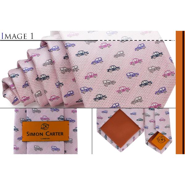 ネクタイ ブランド SIMON CARTER サイモン・カーター カラフル 車 シルク ネクタイ（ピンク）レギュラータイ バレンタイン 爆買 | SIMON CARTER | 02
