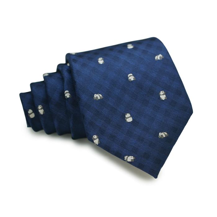 ネクタイ ブランド SIMON CARTER サイモン・カーター パンダ ギンガムチェック シルク ネクタイ（ネイビーブルー）レギュラータイ アニマル クリスマス 爆買 | SIMON CARTER | 04