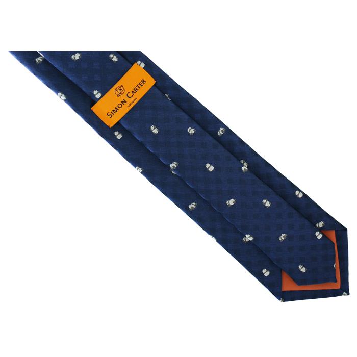 ネクタイ ブランド SIMON CARTER サイモン・カーター パンダ ギンガムチェック シルク ネクタイ（ネイビーブルー）レギュラータイ アニマル クリスマス 爆買 | SIMON CARTER | 06