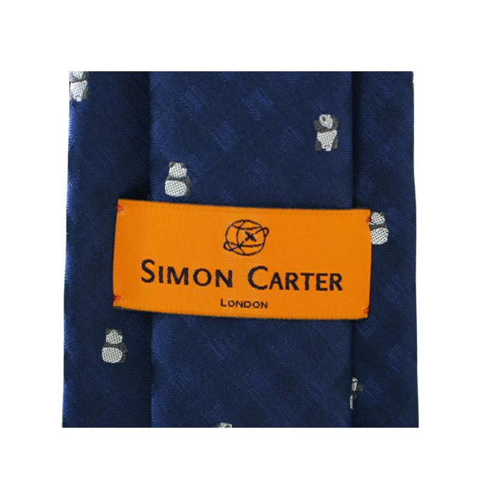 ネクタイ ブランド SIMON CARTER サイモン・カーター パンダ ギンガムチェック シルク ネクタイ（ネイビーブルー）レギュラータイ アニマル クリスマス 爆買 | SIMON CARTER | 07