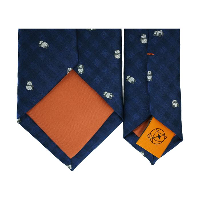 ネクタイ ブランド SIMON CARTER サイモン・カーター パンダ ギンガムチェック シルク ネクタイ（ネイビーブルー）レギュラータイ アニマル クリスマス 爆買 | SIMON CARTER | 08