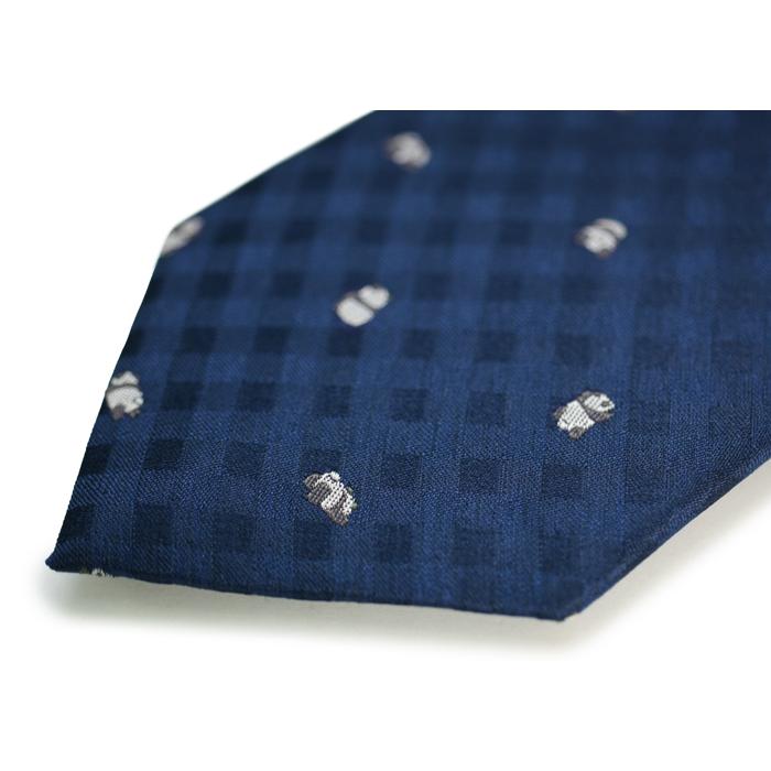 ネクタイ ブランド SIMON CARTER サイモン・カーター パンダ ギンガムチェック シルク ネクタイ（ネイビーブルー）レギュラータイ アニマル クリスマス 爆買 | SIMON CARTER | 09
