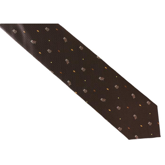 ネクタイ ブランド SIMON CARTER サイモン・カーター ミミズク 網代柄 シルク ネクタイ（ブラウン）レギュラータイ アニマル フクロウ クリスマス 爆買 | SIMON CARTER | 05