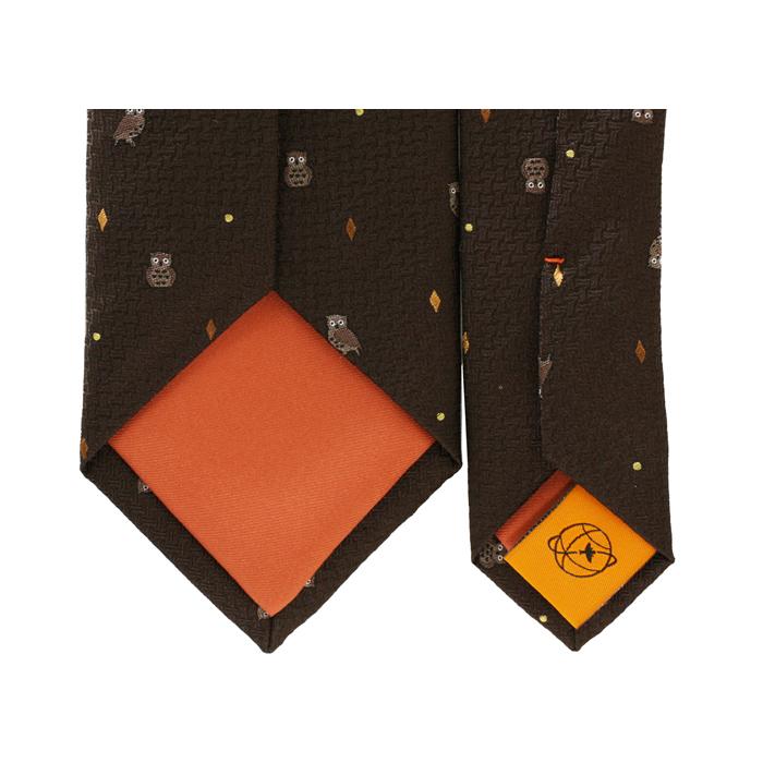 ネクタイ ブランド SIMON CARTER サイモン・カーター ミミズク 網代柄 シルク ネクタイ（ブラウン）レギュラータイ アニマル フクロウ クリスマス 爆買 | SIMON CARTER | 08