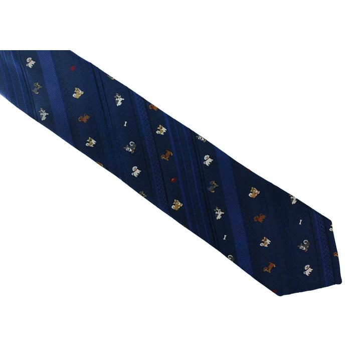 ネクタイ ブランド SIMON CARTER サイモン・カーター 犬 ストライプ シルク ネクタイ（ネイビーブルー）レギュラータイ アニマル クリスマス 爆買 | SIMON CARTER | 05