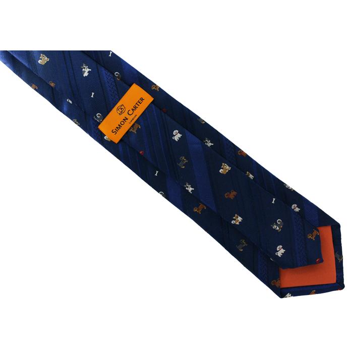 ネクタイ ブランド SIMON CARTER サイモン・カーター 犬 ストライプ シルク ネクタイ（ネイビーブルー）レギュラータイ アニマル クリスマス 爆買 | SIMON CARTER | 06