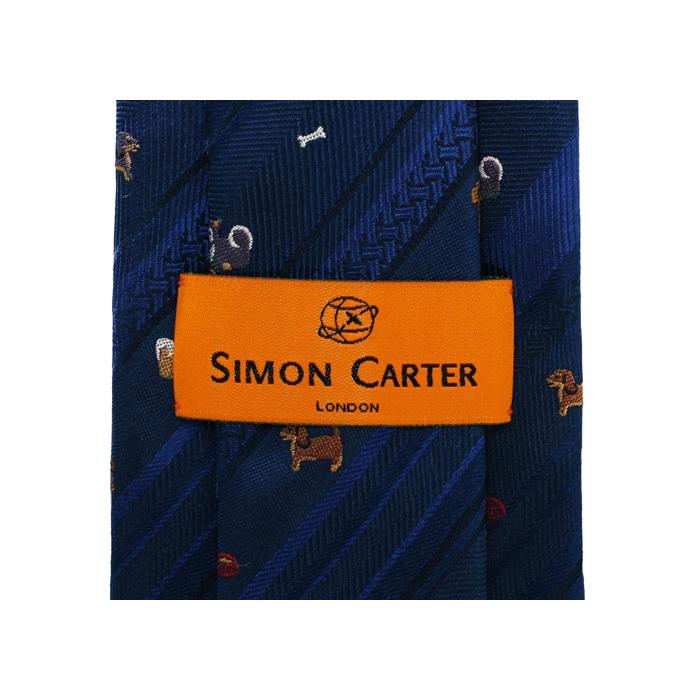ネクタイ ブランド SIMON CARTER サイモン・カーター 犬 ストライプ シルク ネクタイ（ネイビーブルー）レギュラータイ アニマル クリスマス 爆買 | SIMON CARTER | 07