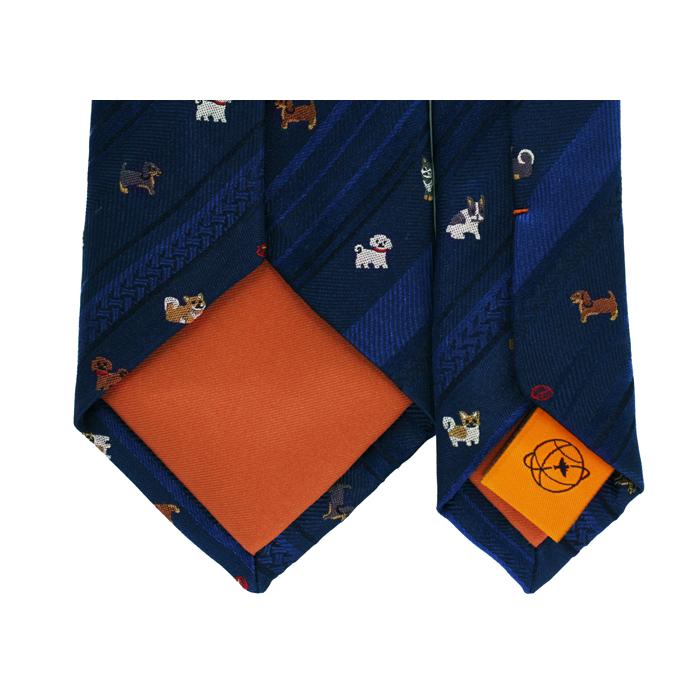 ネクタイ ブランド SIMON CARTER サイモン・カーター 犬 ストライプ シルク ネクタイ（ネイビーブルー）レギュラータイ アニマル クリスマス 爆買 | SIMON CARTER | 08