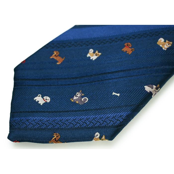 ネクタイ ブランド SIMON CARTER サイモン・カーター 犬 ストライプ シルク ネクタイ（ネイビーブルー）レギュラータイ アニマル クリスマス 爆買 | SIMON CARTER | 09