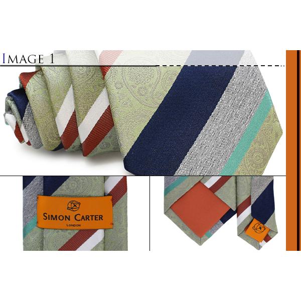 ネクタイ ブランド SIMON CARTER サイモン・カーター ペイズリー ストライプ シルク ネクタイ（ピスタチオグリーン）レギュラータイ バレンタイン 爆買 | SIMON CARTER | 02