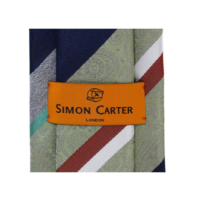 ネクタイ ブランド SIMON CARTER サイモン・カーター ペイズリー ストライプ シルク ネクタイ（ピスタチオグリーン）レギュラータイ バレンタイン 爆買 | SIMON CARTER | 07