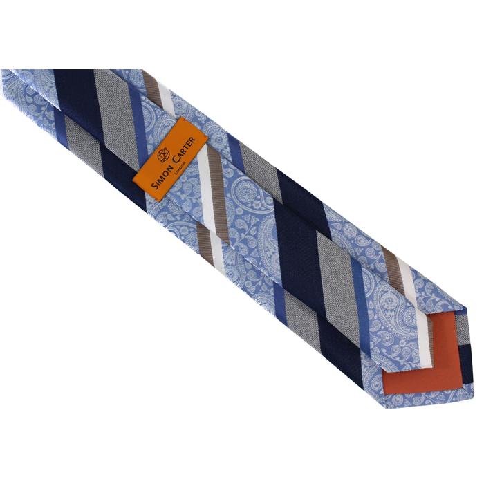 ネクタイ ブランド SIMON CARTER サイモン・カーター ペイズリー ストライプ シルク ネクタイ（サックス）レギュラータイ バレンタイン 爆買 | SIMON CARTER | 06