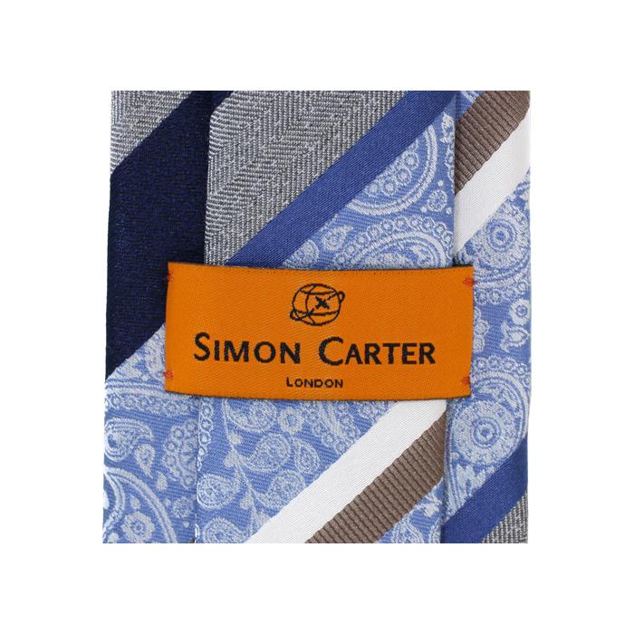 ネクタイ ブランド SIMON CARTER サイモン・カーター ペイズリー ストライプ シルク ネクタイ（サックス）レギュラータイ バレンタイン 爆買 | SIMON CARTER | 07