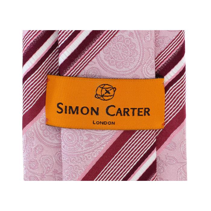 ネクタイ ブランド SIMON CARTER サイモン・カーター ペイズリー ストライプ シルク ネクタイ（ピンク）レギュラータイ バレンタイン 爆買 | SIMON CARTER | 08