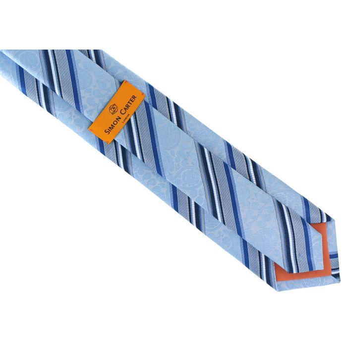 ネクタイ ブランド SIMON CARTER サイモン・カーター ペイズリー ストライプ シルク ネクタイ（サックス）レギュラータイ バレンタイン 爆買 | SIMON CARTER | 07