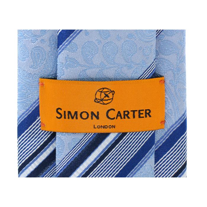 ネクタイ ブランド SIMON CARTER サイモン・カーター ペイズリー ストライプ シルク ネクタイ（サックス）レギュラータイ バレンタイン 爆買 | SIMON CARTER | 08