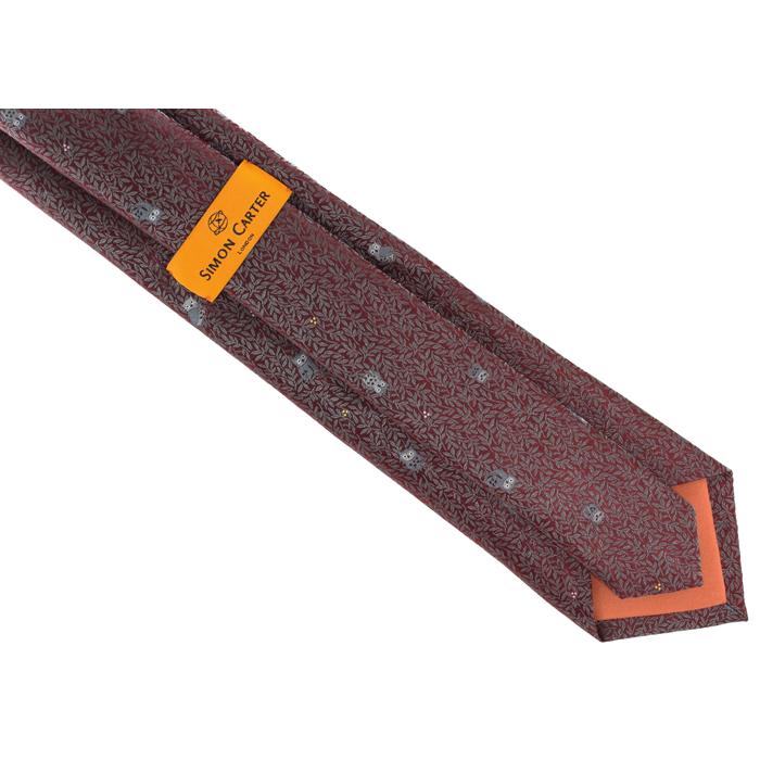 ネクタイ ブランド SIMON CARTER サイモン・カーター フクロウ＆リーフ シルク ネクタイ（ワインレッド）レギュラータイ 父の日 爆買 | SIMON CARTER | 06