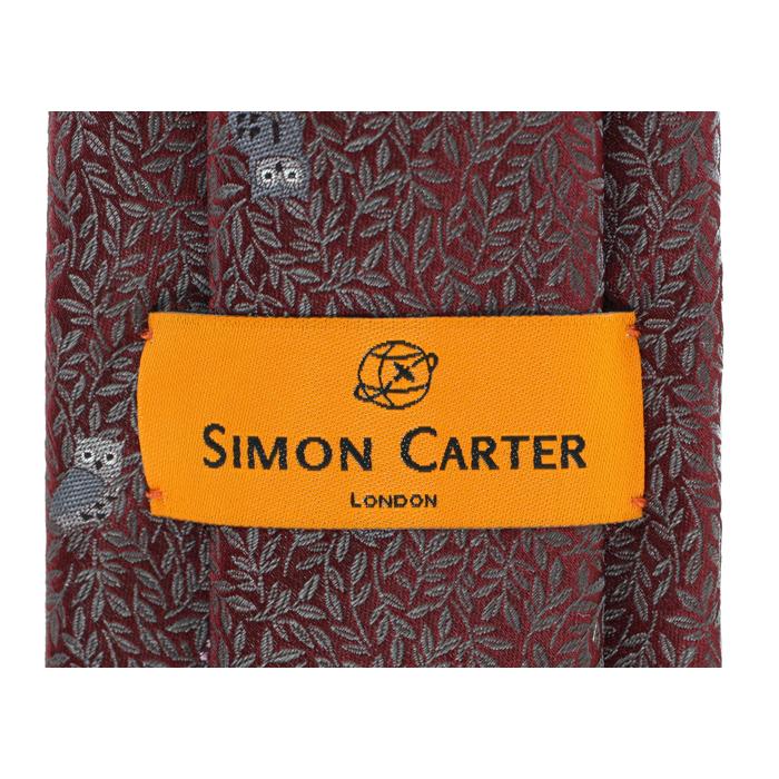 ネクタイ ブランド SIMON CARTER サイモン・カーター フクロウ＆リーフ シルク ネクタイ（ワインレッド）レギュラータイ 父の日 爆買 | SIMON CARTER | 07
