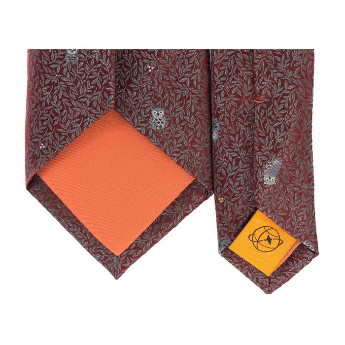 ネクタイ ブランド SIMON CARTER サイモン・カーター フクロウ＆リーフ シルク ネクタイ（ワインレッド）レギュラータイ 父の日 爆買 | SIMON CARTER | 08
