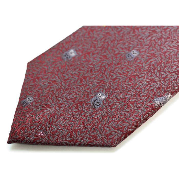 ネクタイ ブランド SIMON CARTER サイモン・カーター フクロウ＆リーフ シルク ネクタイ（ワインレッド）レギュラータイ 父の日 爆買 | SIMON CARTER | 09