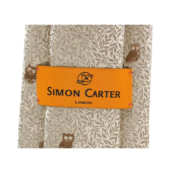 ネクタイ ブランド SIMON CARTER サイモン・カーター フクロウ＆リーフ シルク ネクタイ（シャンパンゴールド）レギュラータイ 父の日 爆買 | SIMON CARTER | 07