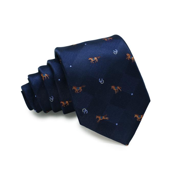 ネクタイ ブランド SIMON CARTER サイモン・カーター 馬 ブロックチェック シルク ネクタイ（ネイビー）レギュラータイ 午 ホースシュー 父の日 爆買 | SIMON CARTER | 04