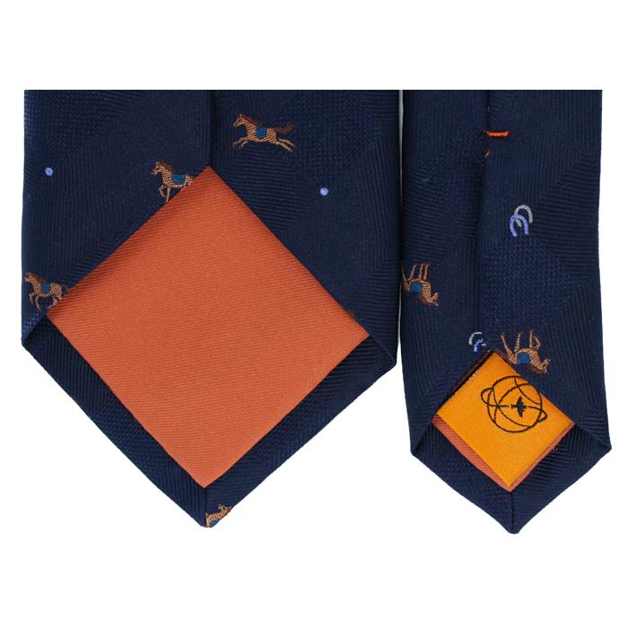 ネクタイ ブランド SIMON CARTER サイモン・カーター 馬 ブロックチェック シルク ネクタイ（ネイビー）レギュラータイ 午 ホースシュー 父の日 爆買 | SIMON CARTER | 08