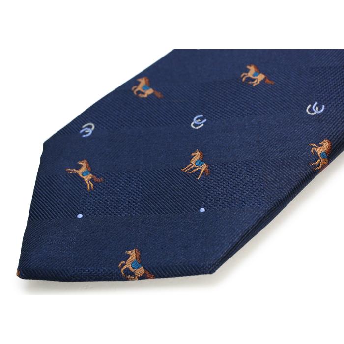 ネクタイ ブランド SIMON CARTER サイモン・カーター 馬 ブロックチェック シルク ネクタイ（ネイビー）レギュラータイ 午 ホースシュー 父の日 爆買 | SIMON CARTER | 09