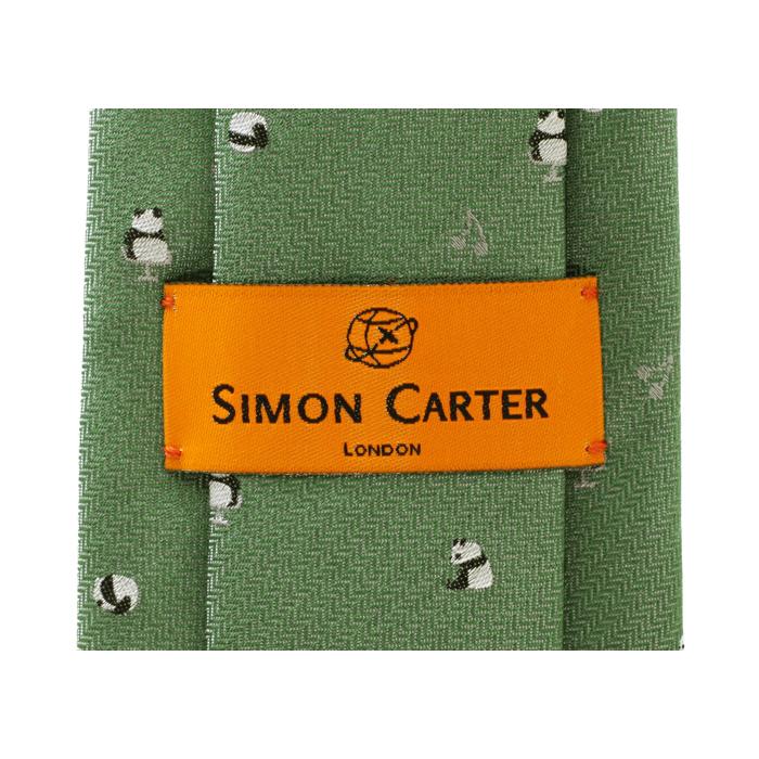 ネクタイ ブランド SIMON CARTER サイモン・カーター パンダ＆プリン シルク ネクタイ（グリーン）レギュラータイ アニマル 父の日 爆買 | SIMON CARTER | 07