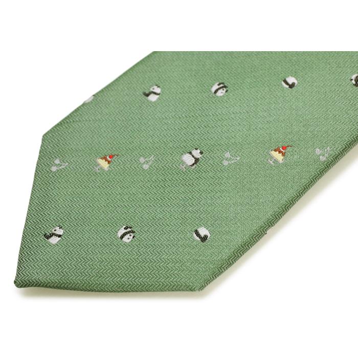 ネクタイ ブランド SIMON CARTER サイモン・カーター パンダ＆プリン シルク ネクタイ（グリーン）レギュラータイ アニマル 父の日 爆買 | SIMON CARTER | 09