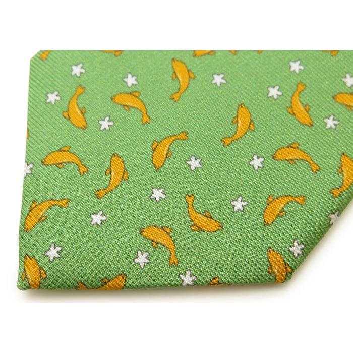 ネクタイ ブランド FeFe Glamour Pochette フェフェグラムールポシェット イルカ シルク プリント ネクタイ（ヴェルデ）緑 イタリア製 バレンタイン 爆買 |  | 10