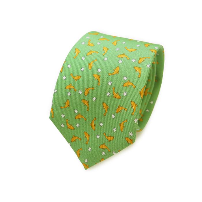 ネクタイ ブランド FeFe Glamour Pochette フェフェグラムールポシェット イルカ シルク プリント ネクタイ（ヴェルデ）緑 イタリア製 バレンタイン 爆買 |  | 05