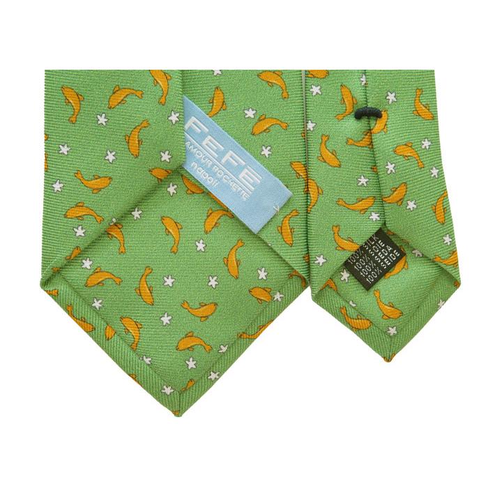 ネクタイ ブランド FeFe Glamour Pochette フェフェグラムールポシェット イルカ シルク プリント ネクタイ（ヴェルデ）緑 イタリア製 バレンタイン 爆買 |  | 09