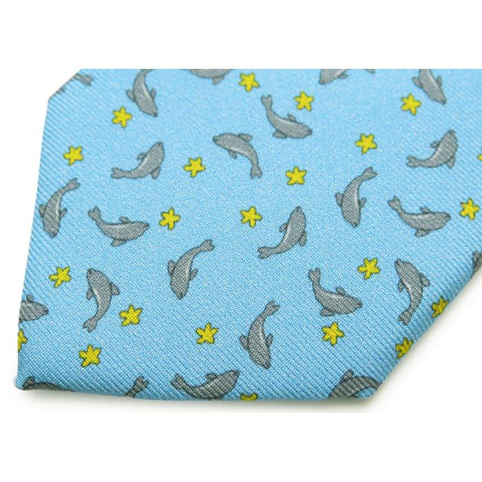 ネクタイ ブランド FeFe Glamour Pochette フェフェグラムールポシェット イルカ シルク プリント ネクタイ（セレステ）水色 青 イタリア製 バレンタイン |  | 10