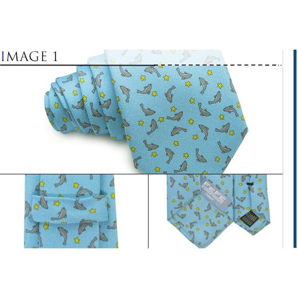 ネクタイ ブランド FeFe Glamour Pochette フェフェグラムールポシェット イルカ シルク プリント ネクタイ（セレステ）水色 青 イタリア製 バレンタイン |  | 02