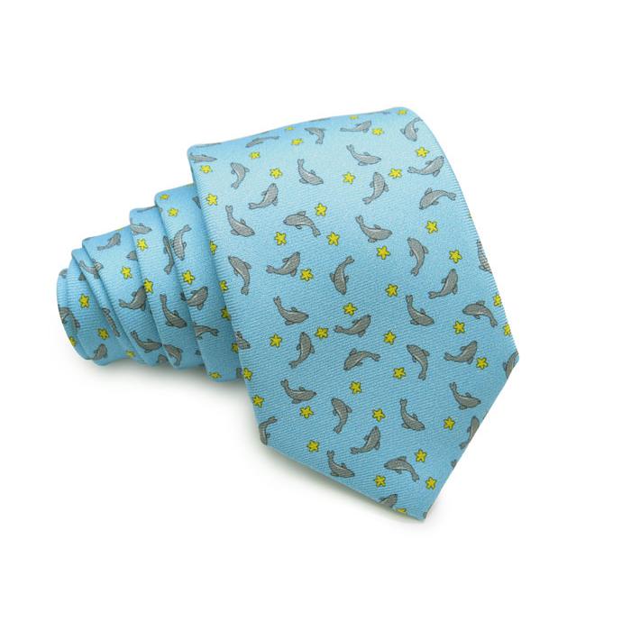 ネクタイ ブランド FeFe Glamour Pochette フェフェグラムールポシェット イルカ シルク プリント ネクタイ（セレステ）水色 青 イタリア製 バレンタイン |  | 04