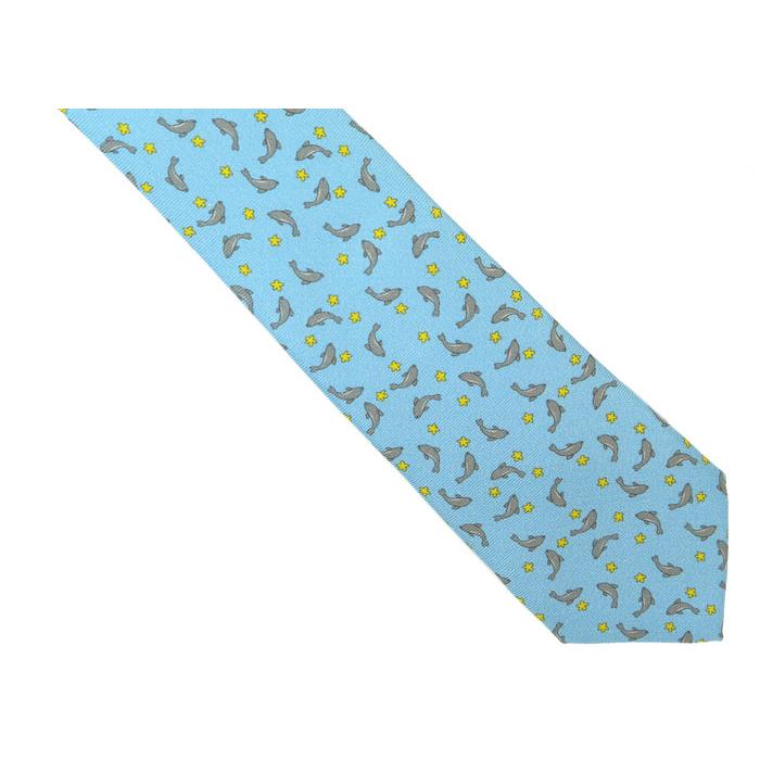 ネクタイ ブランド FeFe Glamour Pochette フェフェグラムールポシェット イルカ シルク プリント ネクタイ（セレステ）水色 青 イタリア製 バレンタイン |  | 06