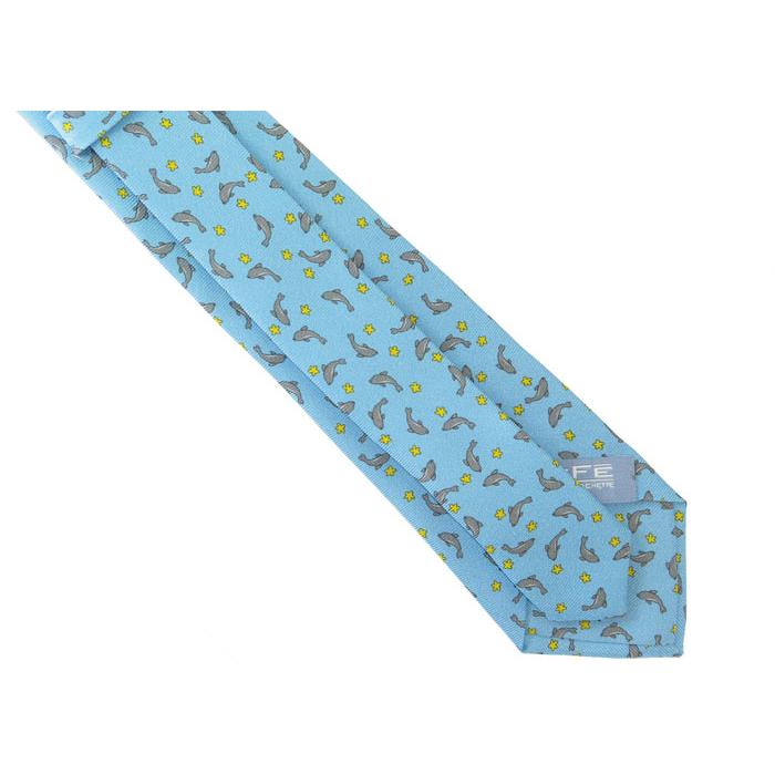 ネクタイ ブランド FeFe Glamour Pochette フェフェグラムールポシェット イルカ シルク プリント ネクタイ（セレステ）水色 青 イタリア製 バレンタイン |  | 07
