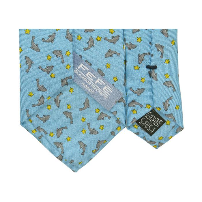 ネクタイ ブランド FeFe Glamour Pochette フェフェグラムールポシェット イルカ シルク プリント ネクタイ（セレステ）水色 青 イタリア製 バレンタイン |  | 09