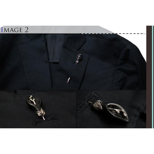 ブランド アクセサリー TATEOSSIAN タテオシアン ラペルウェア カラー リリー ラペルピン（ブラジリアンブラックストーン＆クリアCZ）ブローチ ユリ 植物 父の日の画像