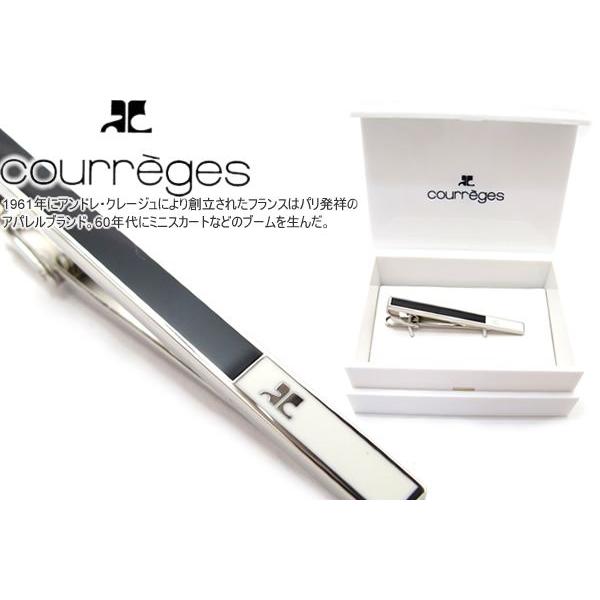 courreges クレージュ ブラック&ホワイトパーティションタイバー（ネクタイピン ネクタイクリップ）バレンタイン 爆買 | courreges