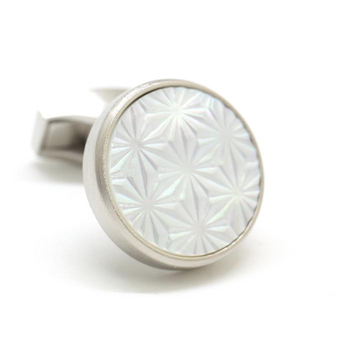 ブランド アクセサリー TATEOSSIAN タテオシアン ビジネス アサノハ 半貴石 カフス（ブラッシュパラジウム＆白蝶貝）カフリンクス 父の日 爆買の画像